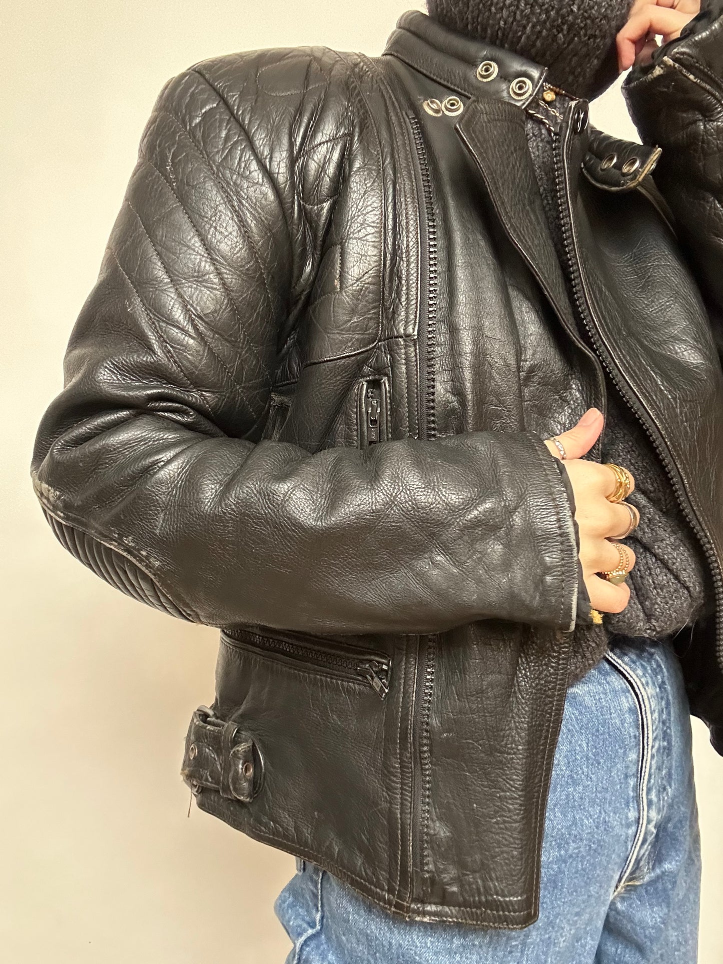 Veste de moto en cuir