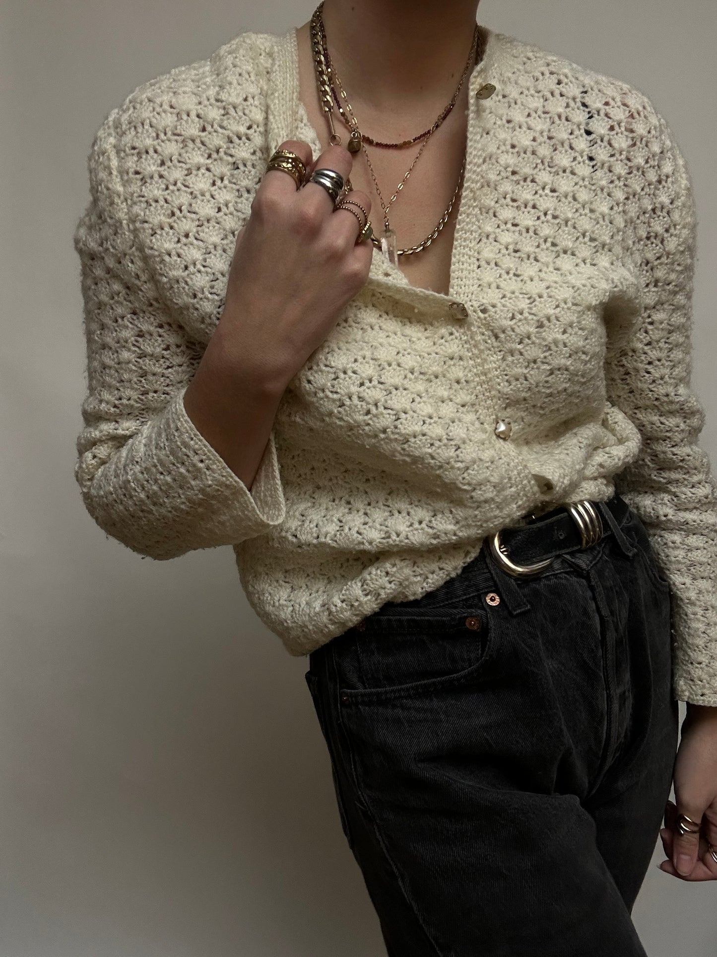 Gilet ajouré beige