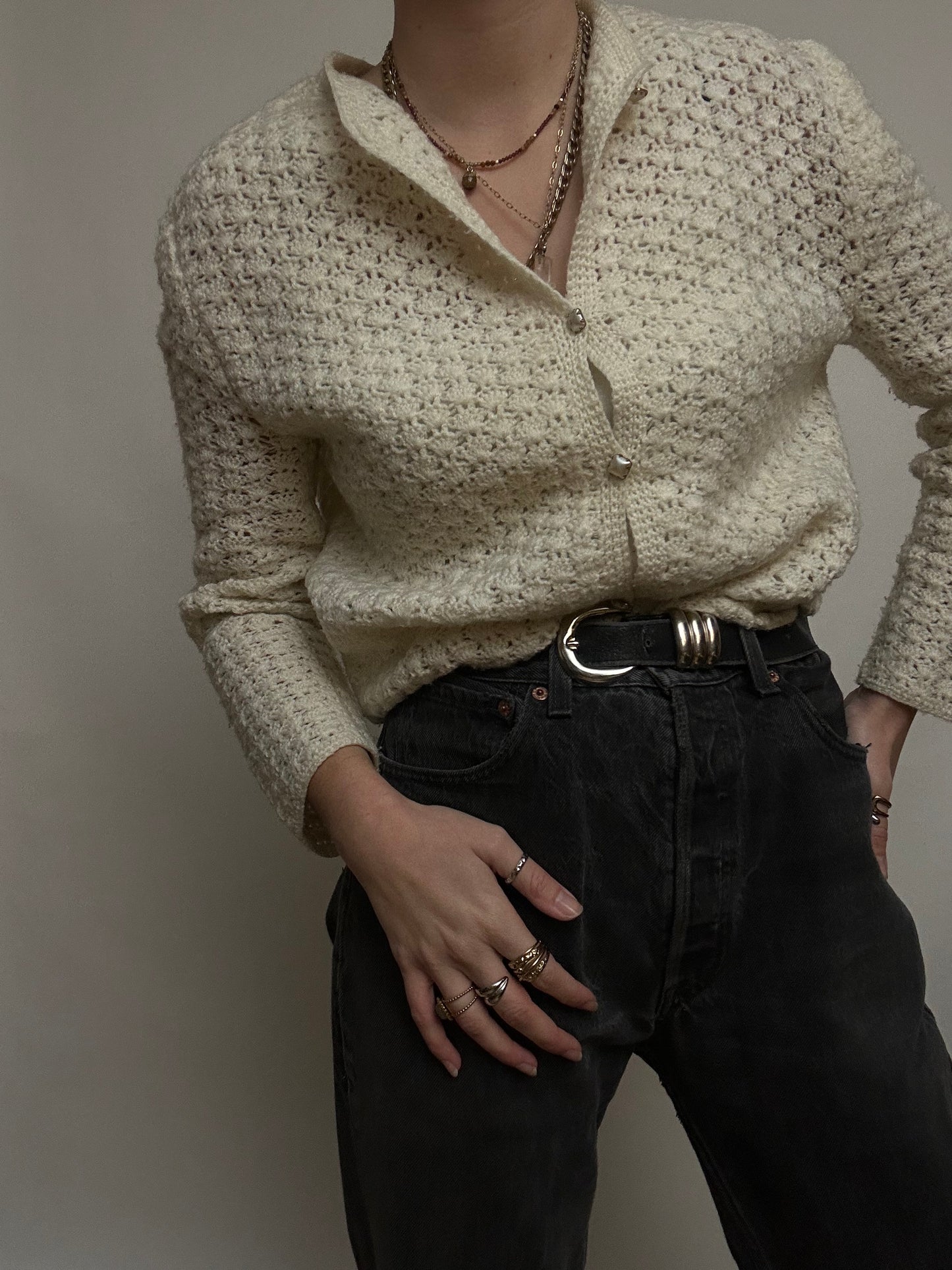 Gilet ajouré beige