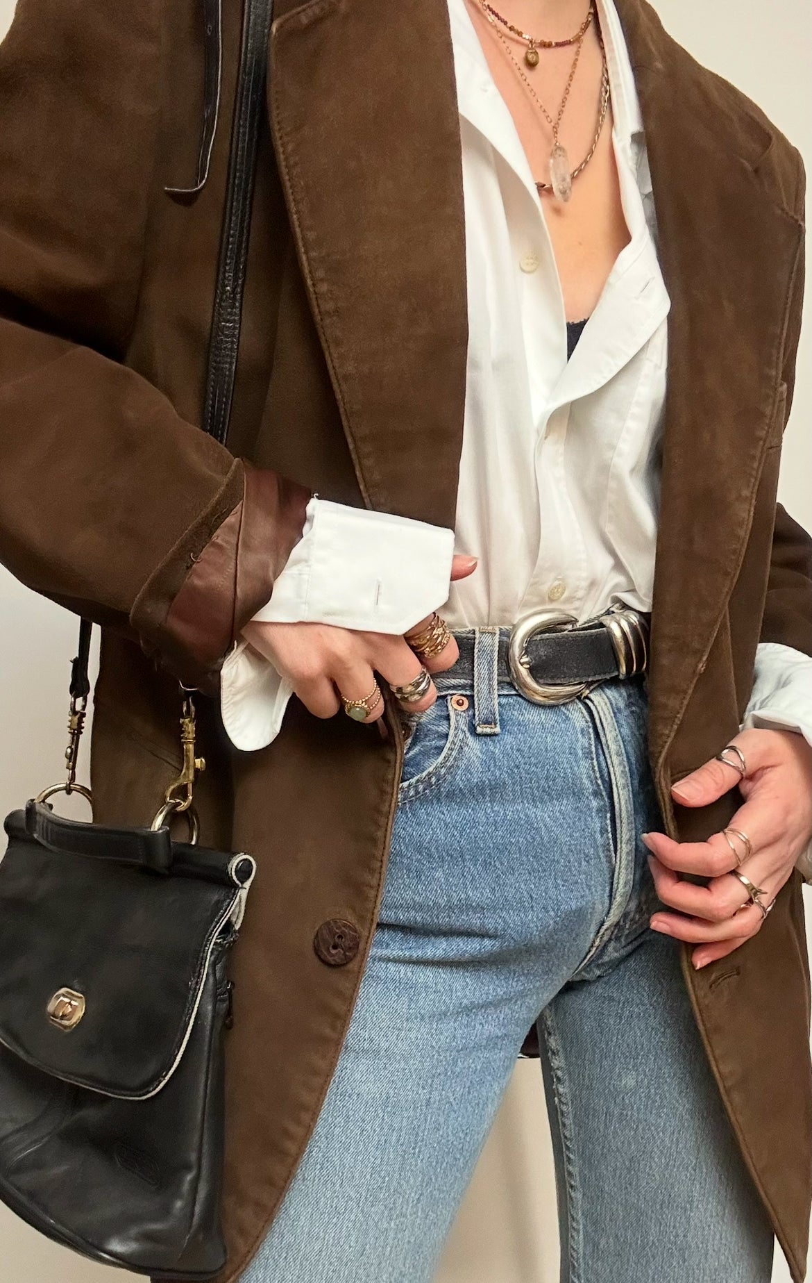 Blazer en daim marron