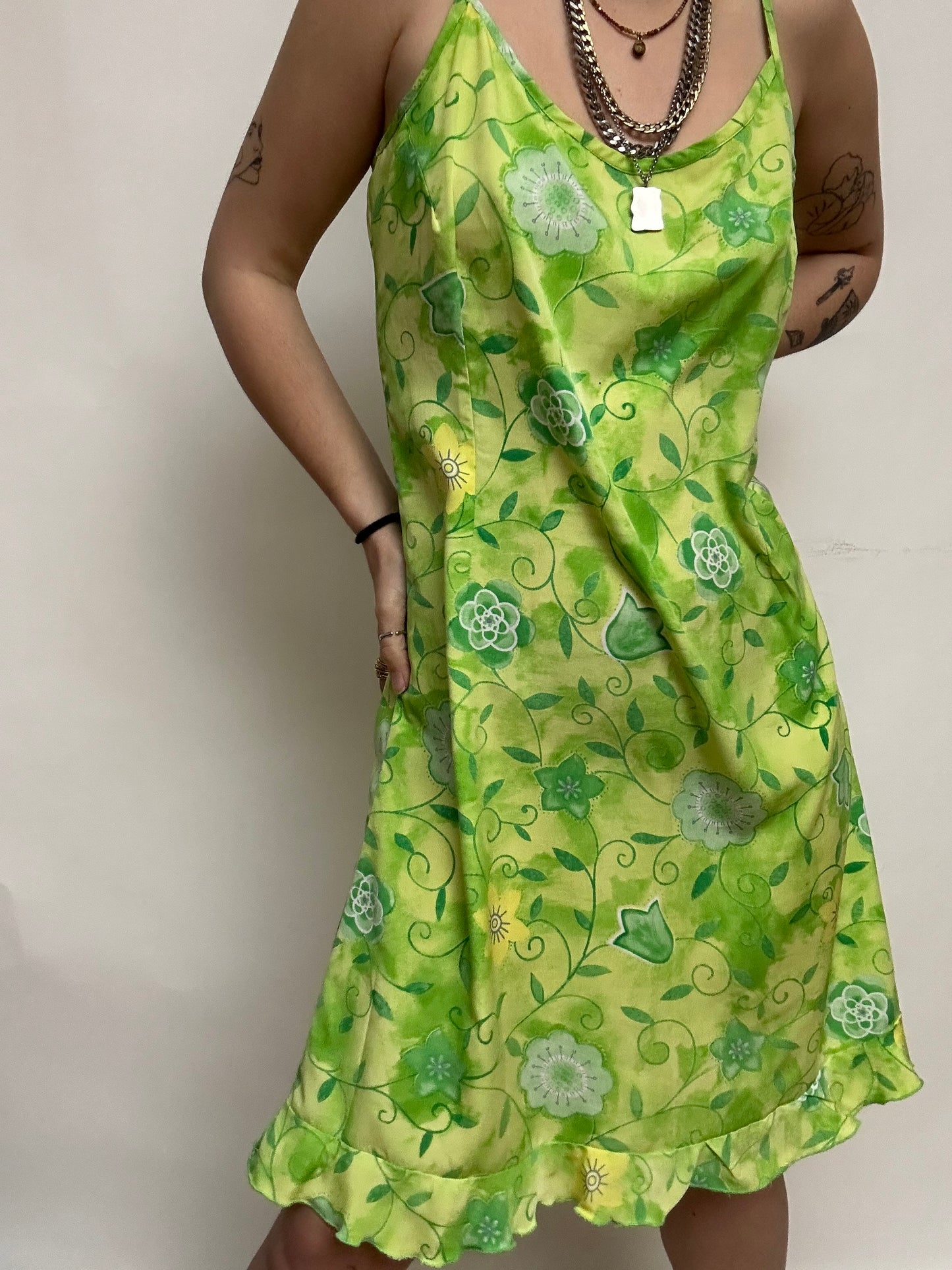 Robe fleurie verte