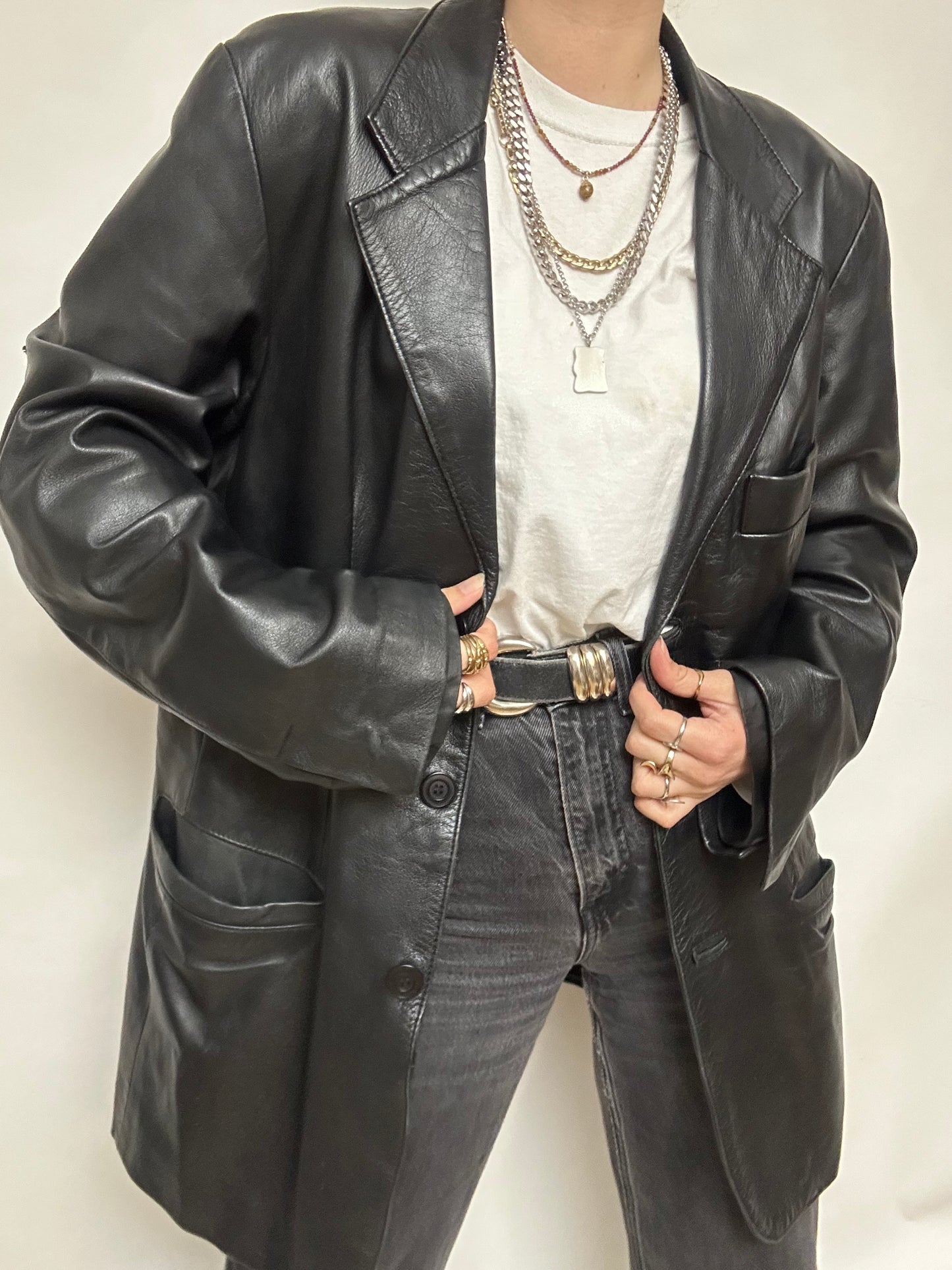 Blazer cuir noir