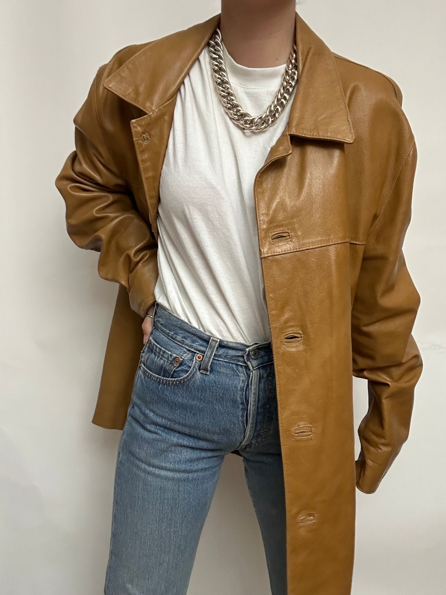 Veste cuir caramel