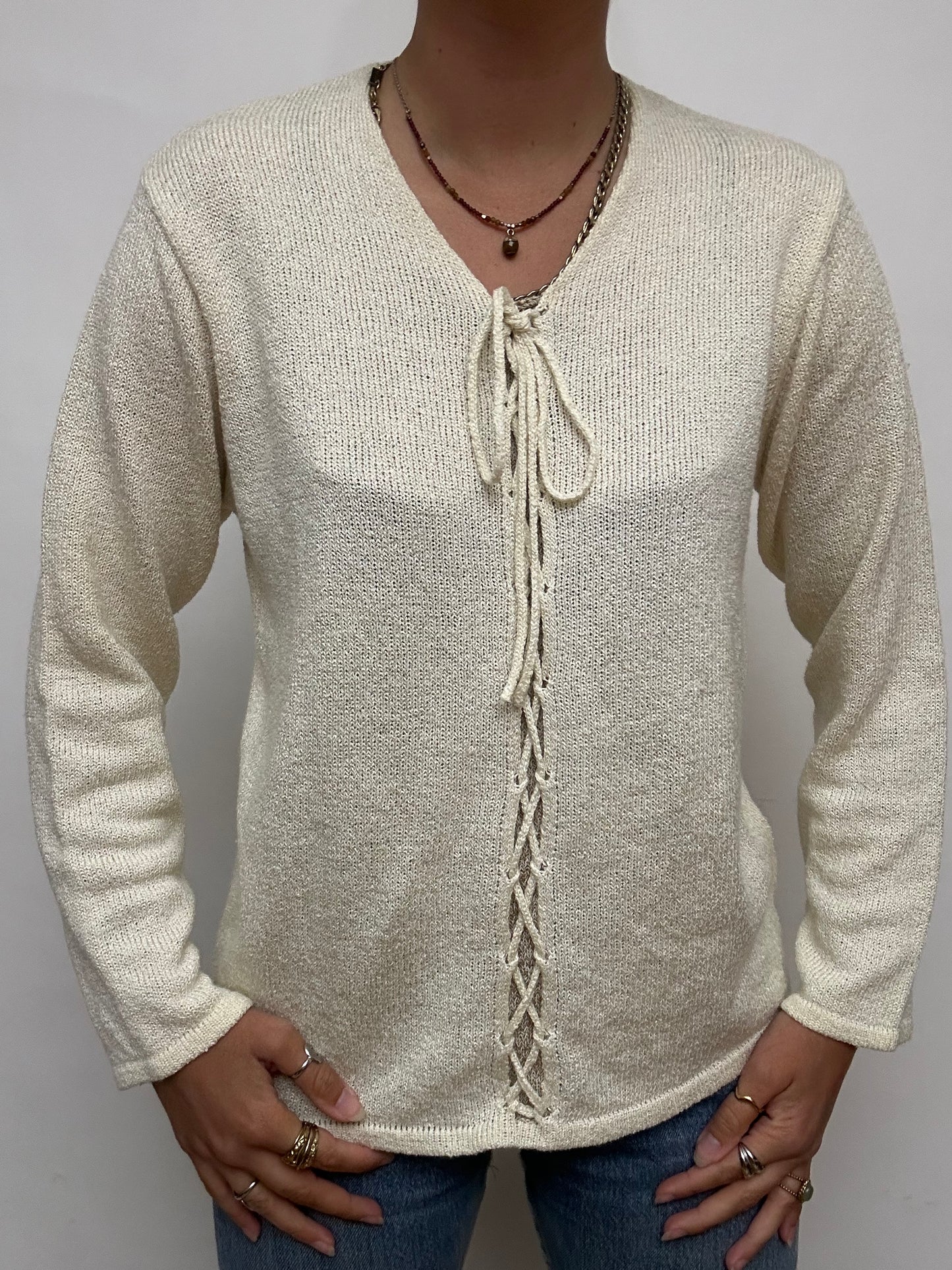 Pull léger beige vintage