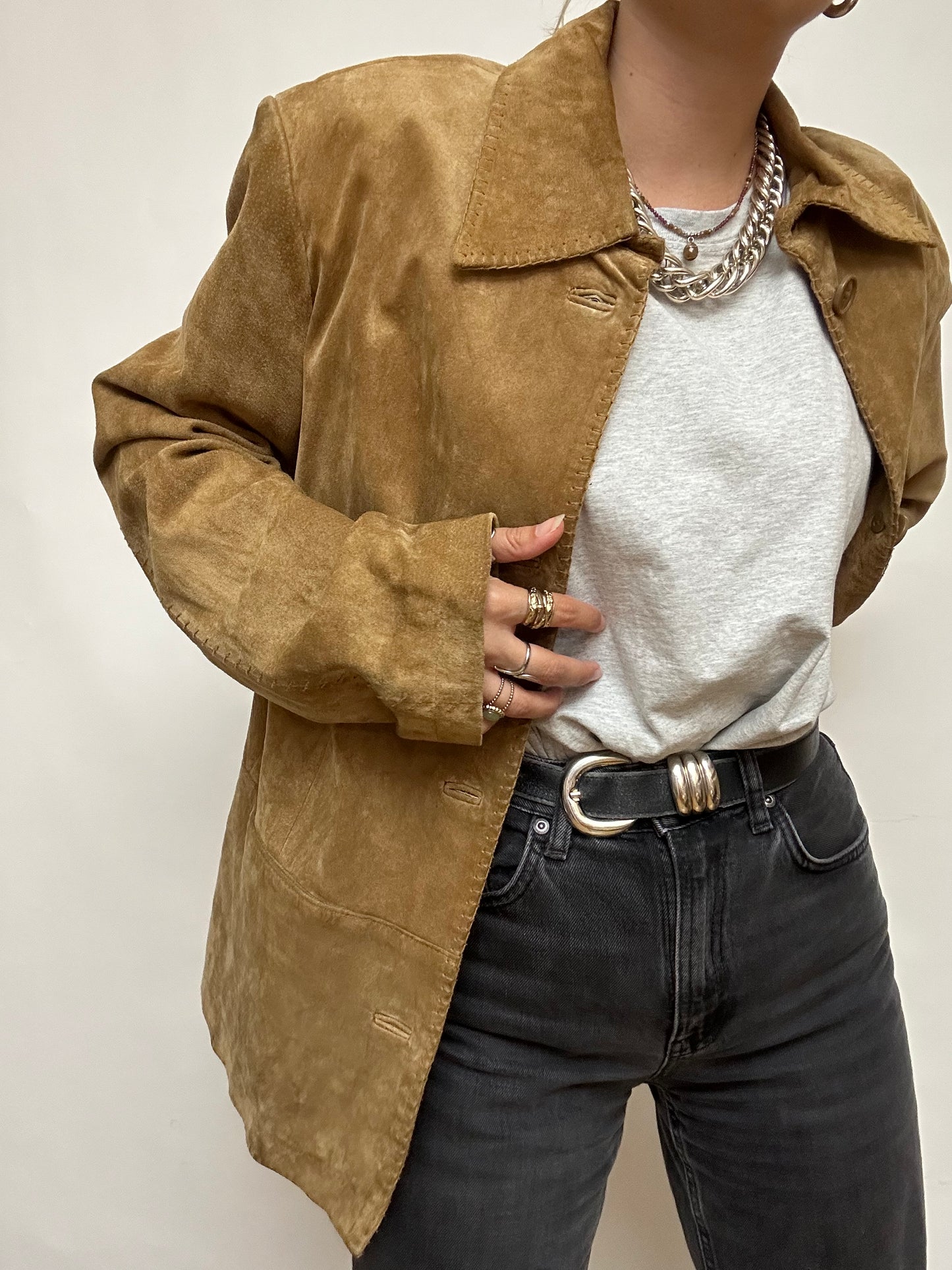Veste en daim vintage marron