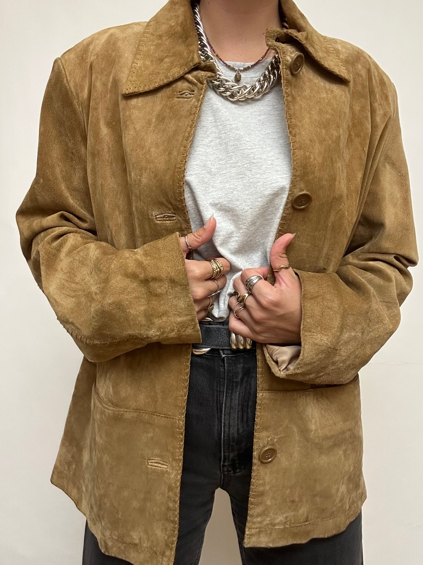 Veste en daim vintage marron