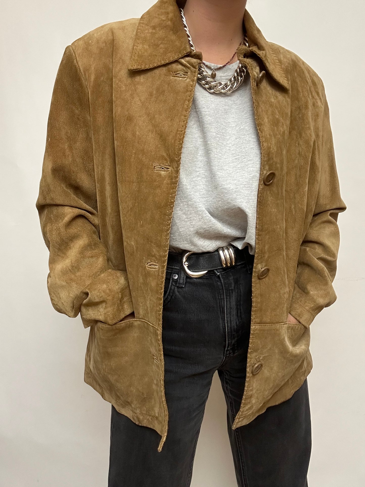 Veste en daim vintage marron