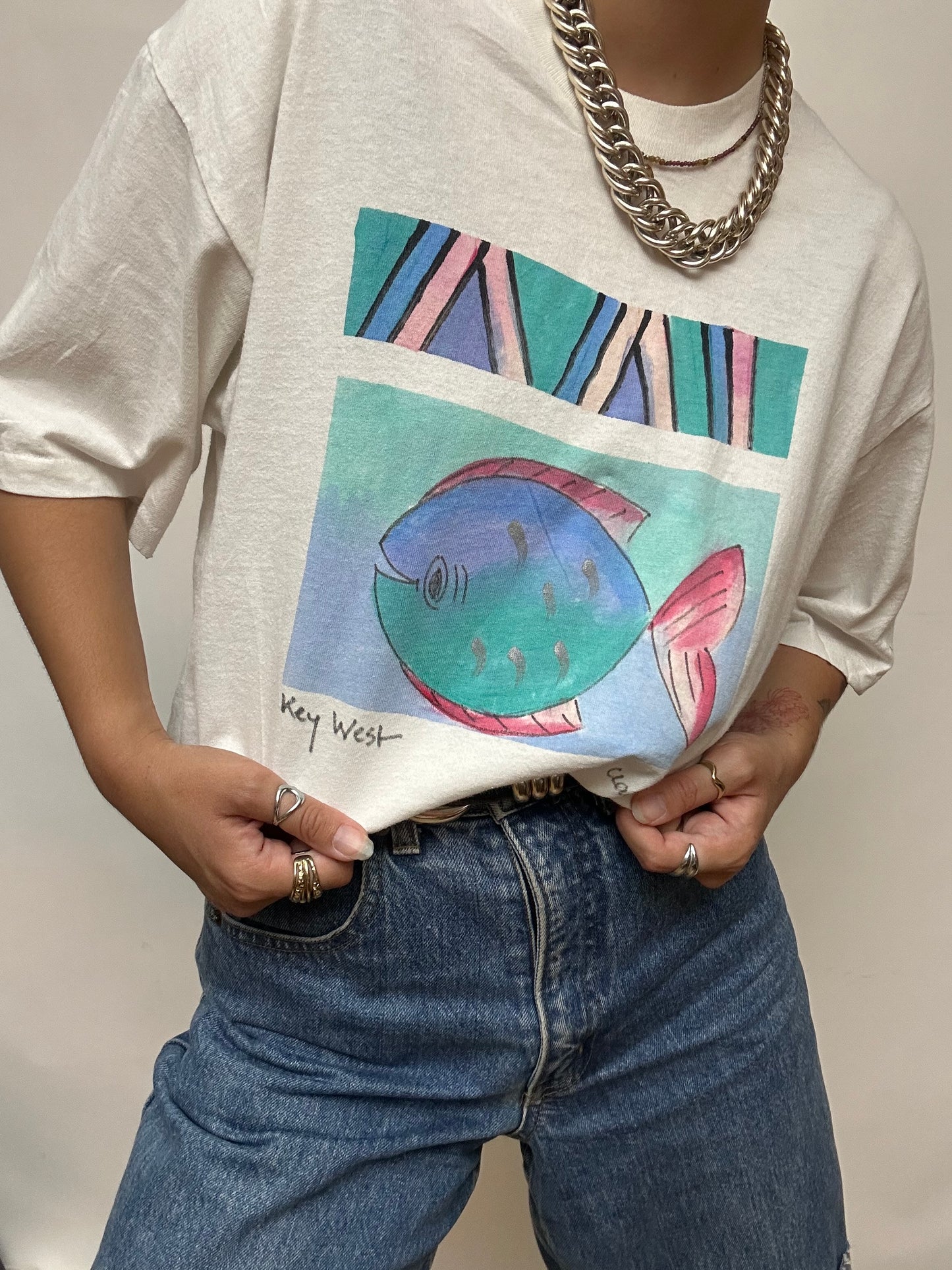 T-shirt vintage blanc imprimé made in USA