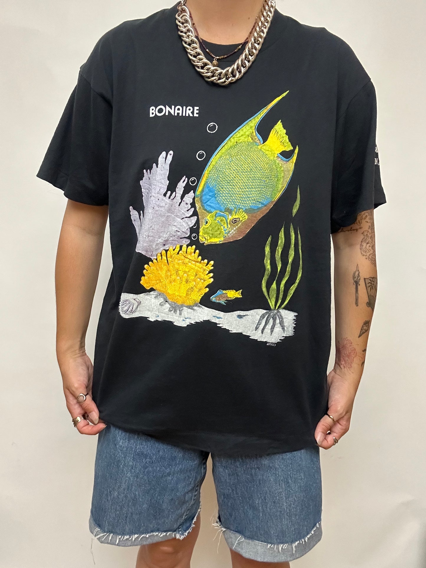 T-shirt vintage noir imprimé made in USA