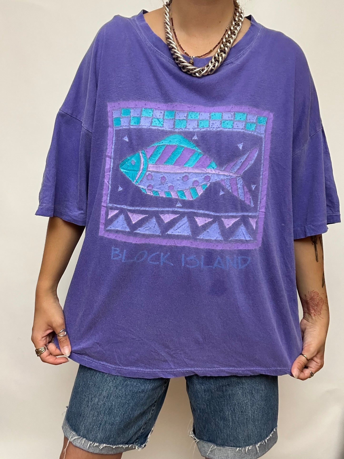 T-shirt vintage violet imprimé made in USA