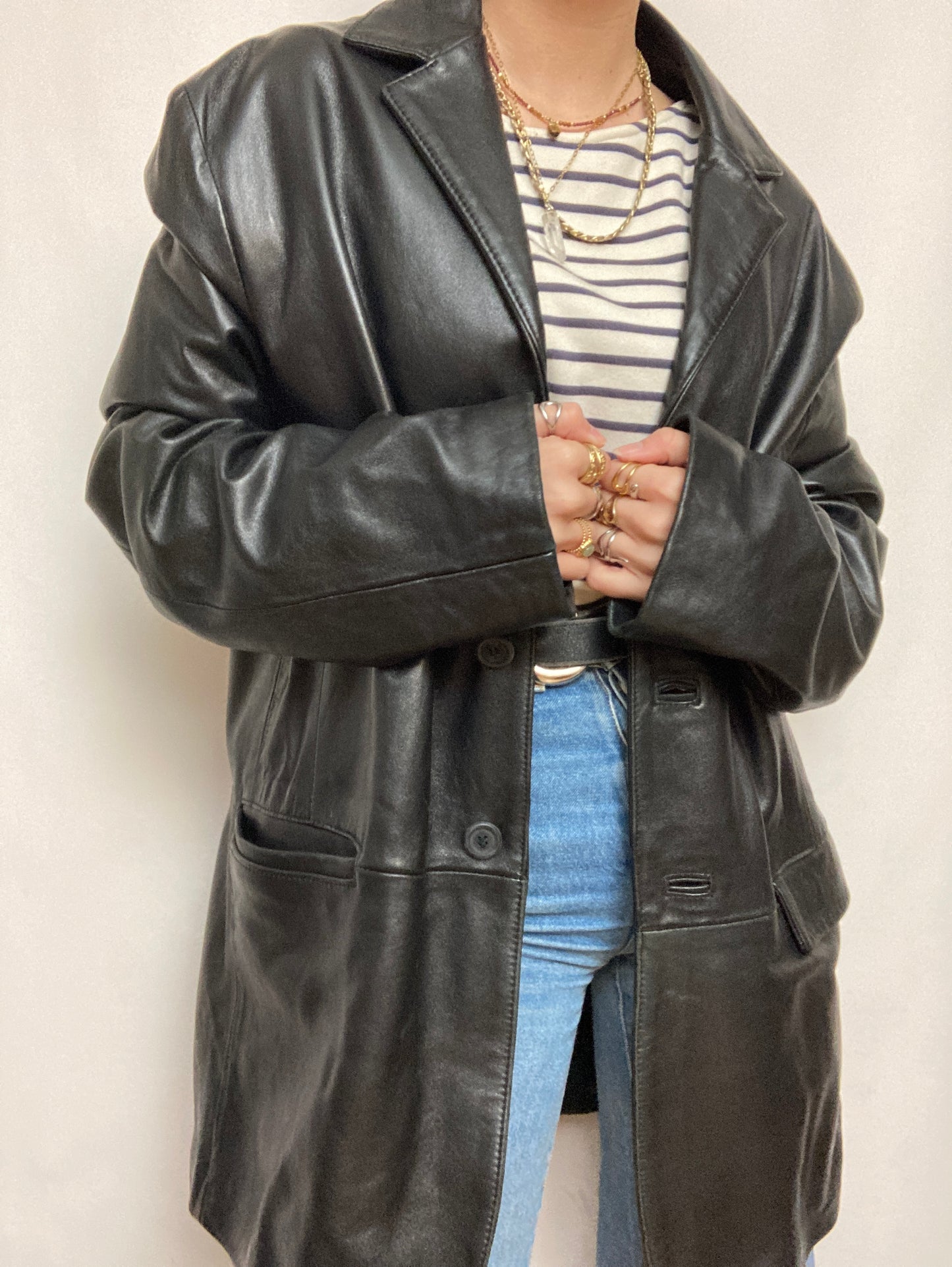 Blazer cuir noir