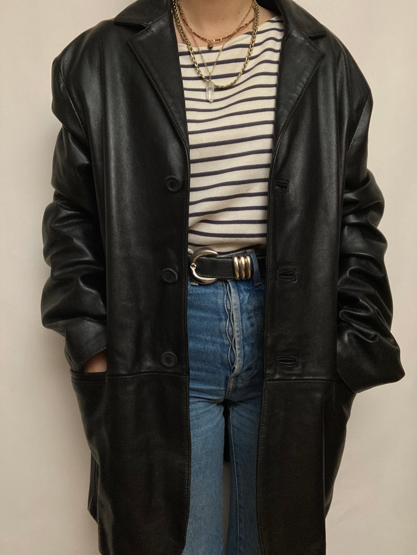 Blazer cuir noir