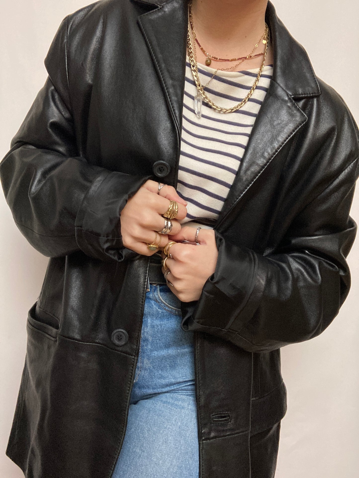 Blazer cuir noir