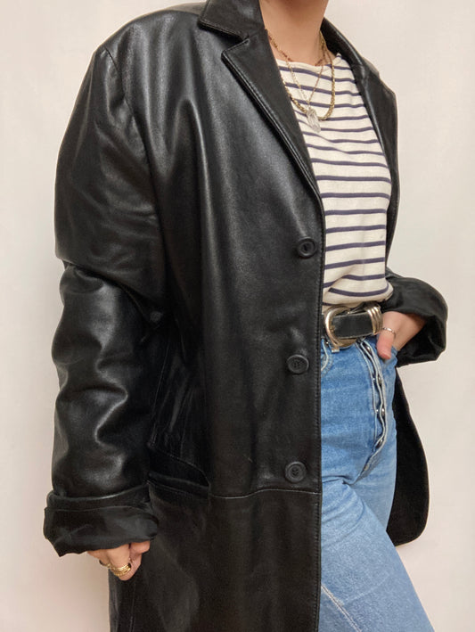 Blazer cuir noir
