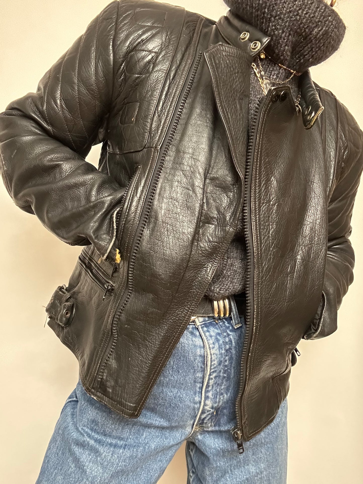 Veste de moto en cuir