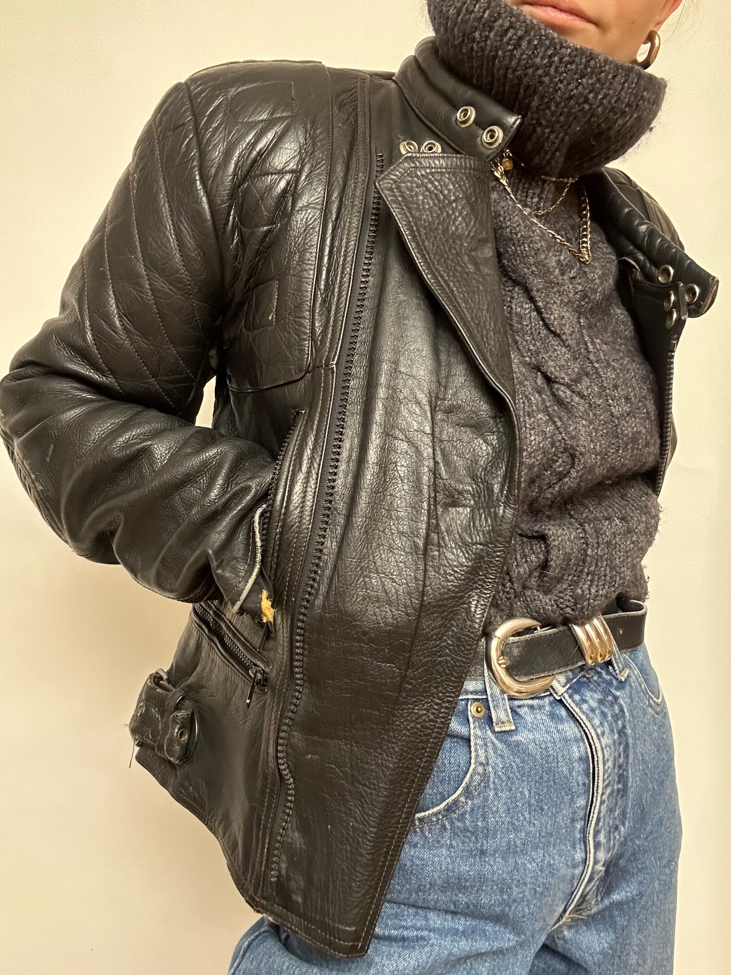 Veste de moto en cuir