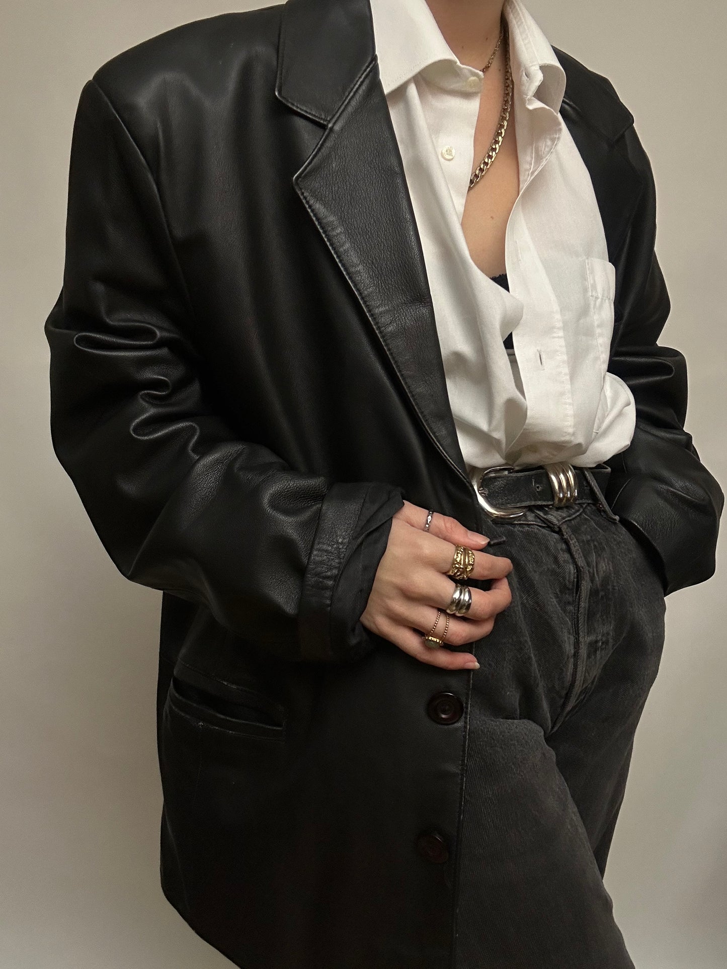 Blazer cuir noir