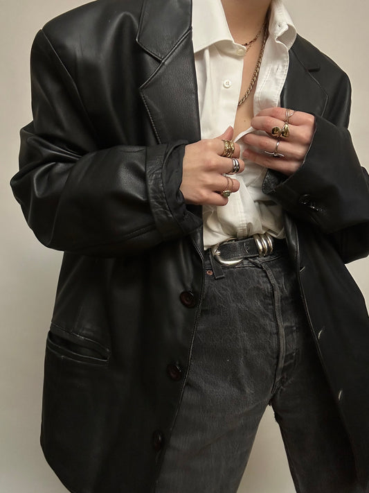 Blazer cuir noir