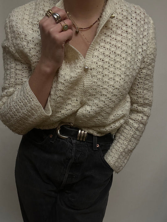 Gilet ajouré beige