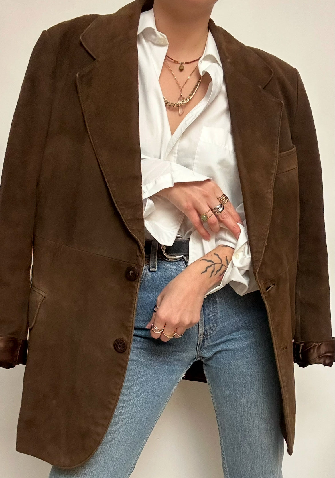 Blazer en daim marron