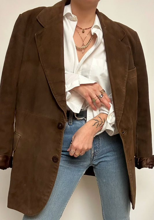 Blazer en daim marron