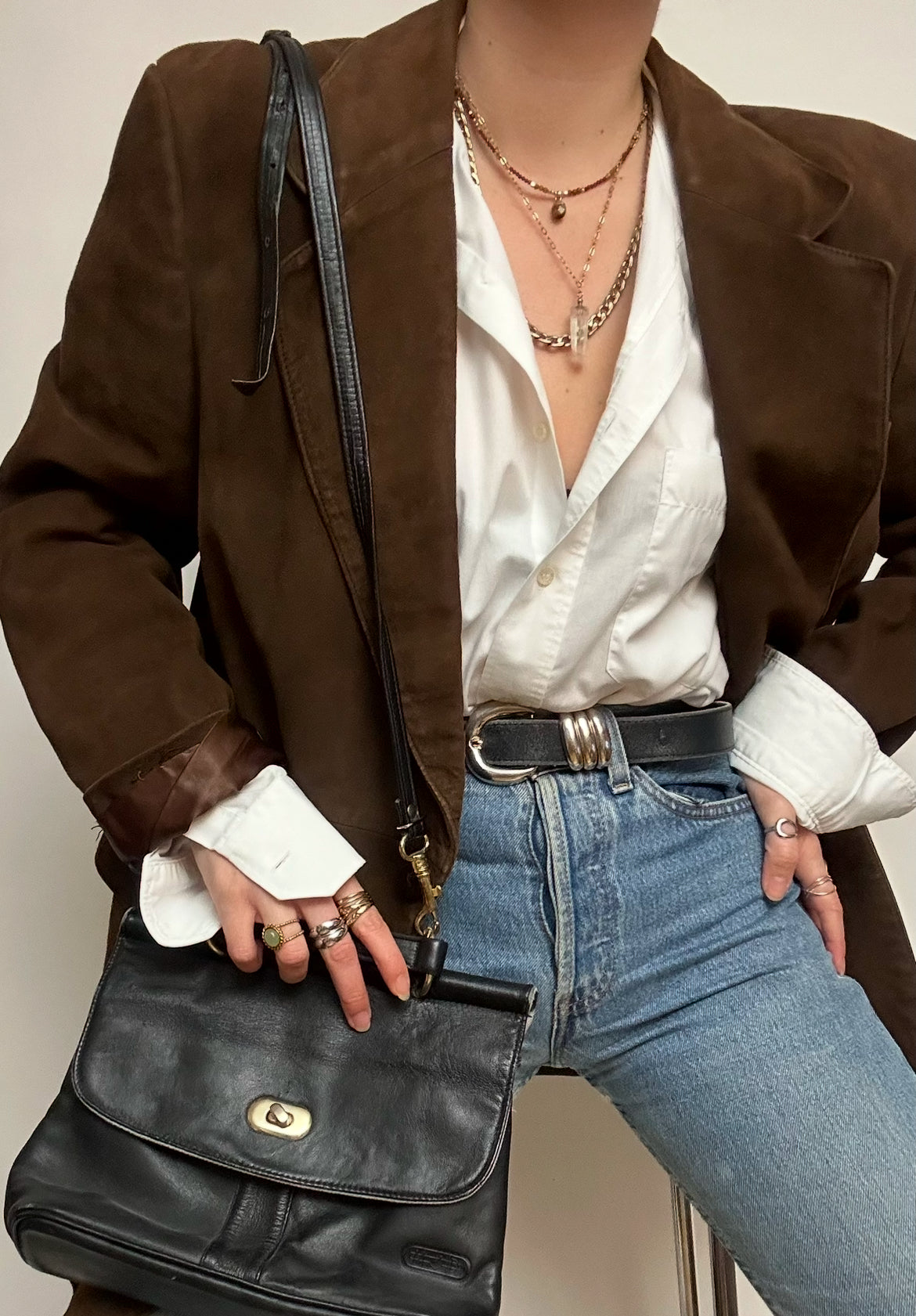 Blazer en daim marron