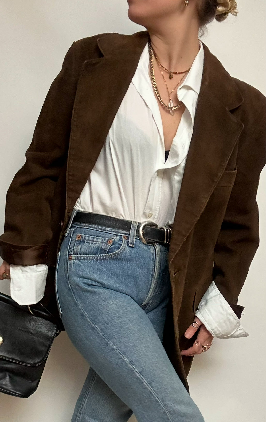 Blazer en daim marron