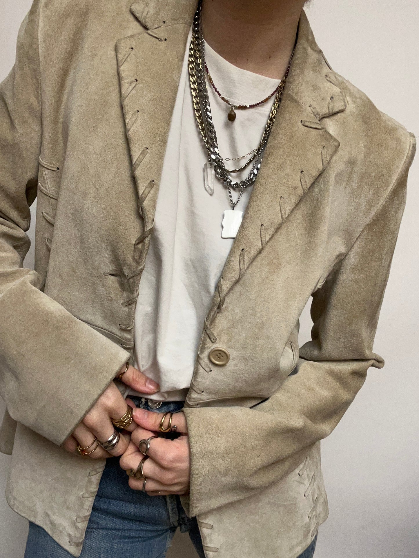 Blazer en daim beige