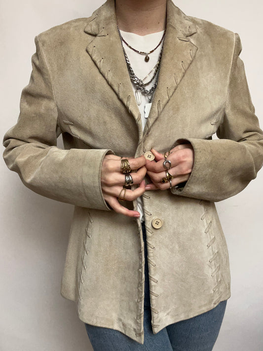 Blazer en daim beige