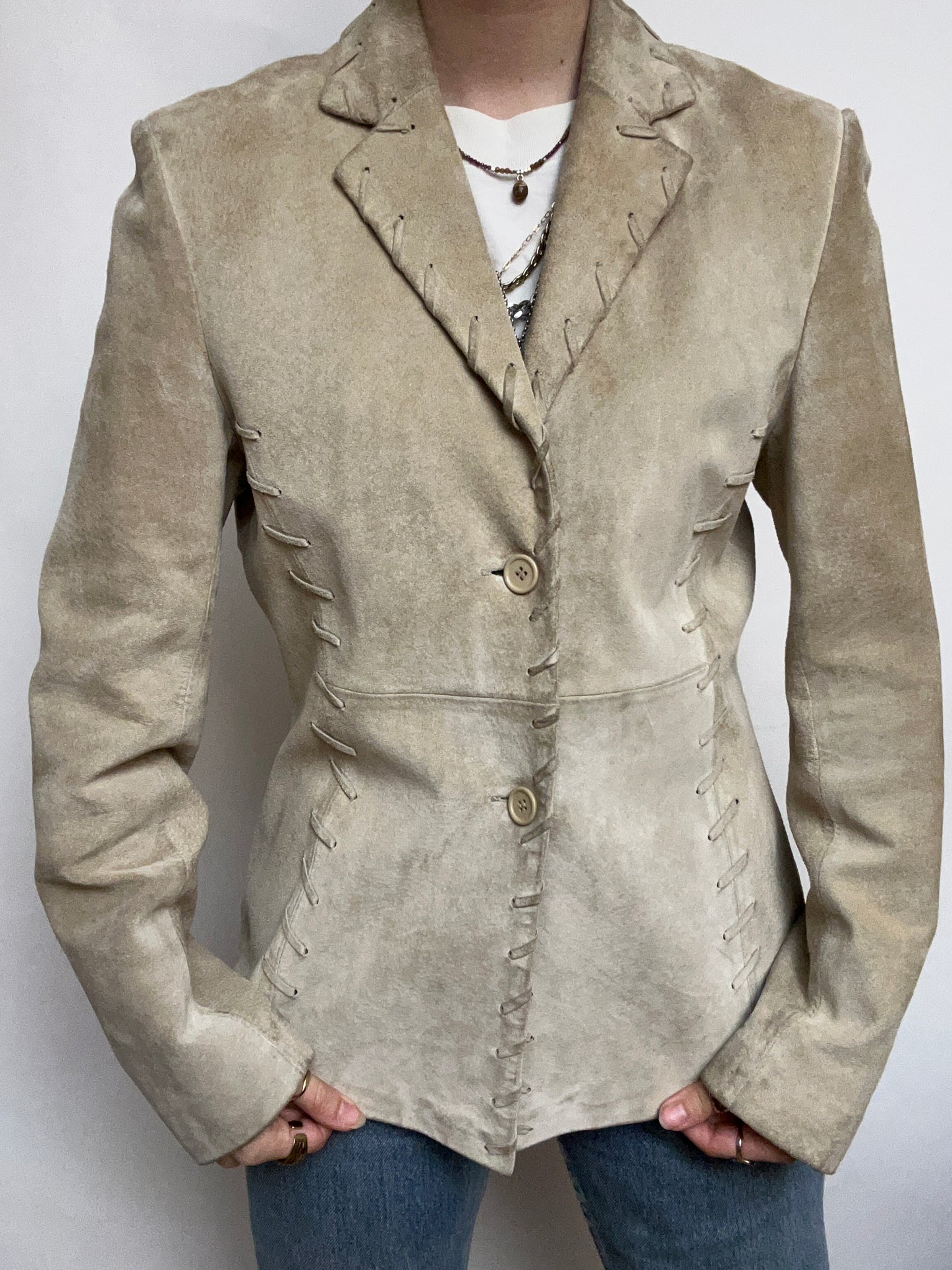 Blazer en daim beige