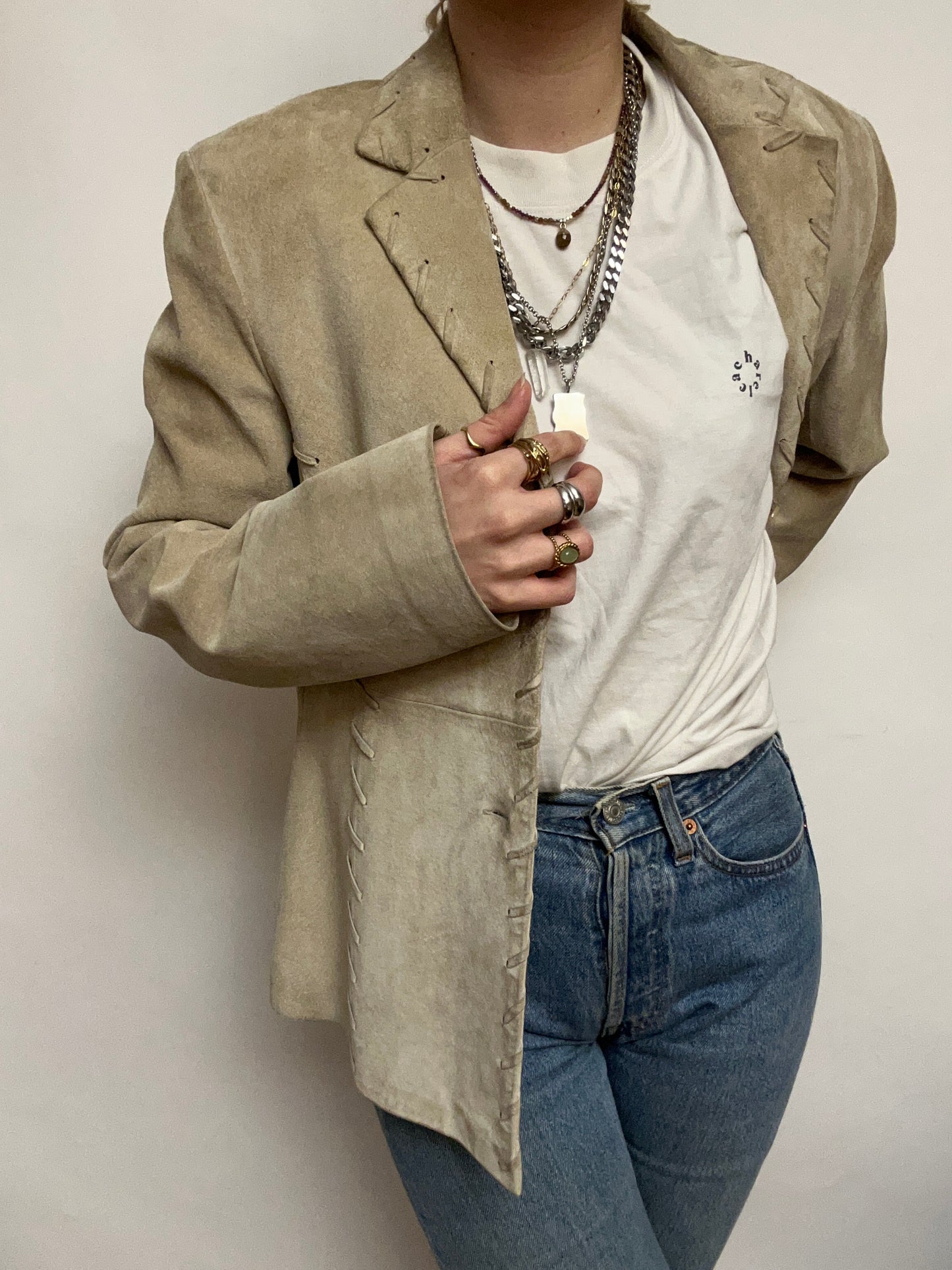Blazer en daim beige