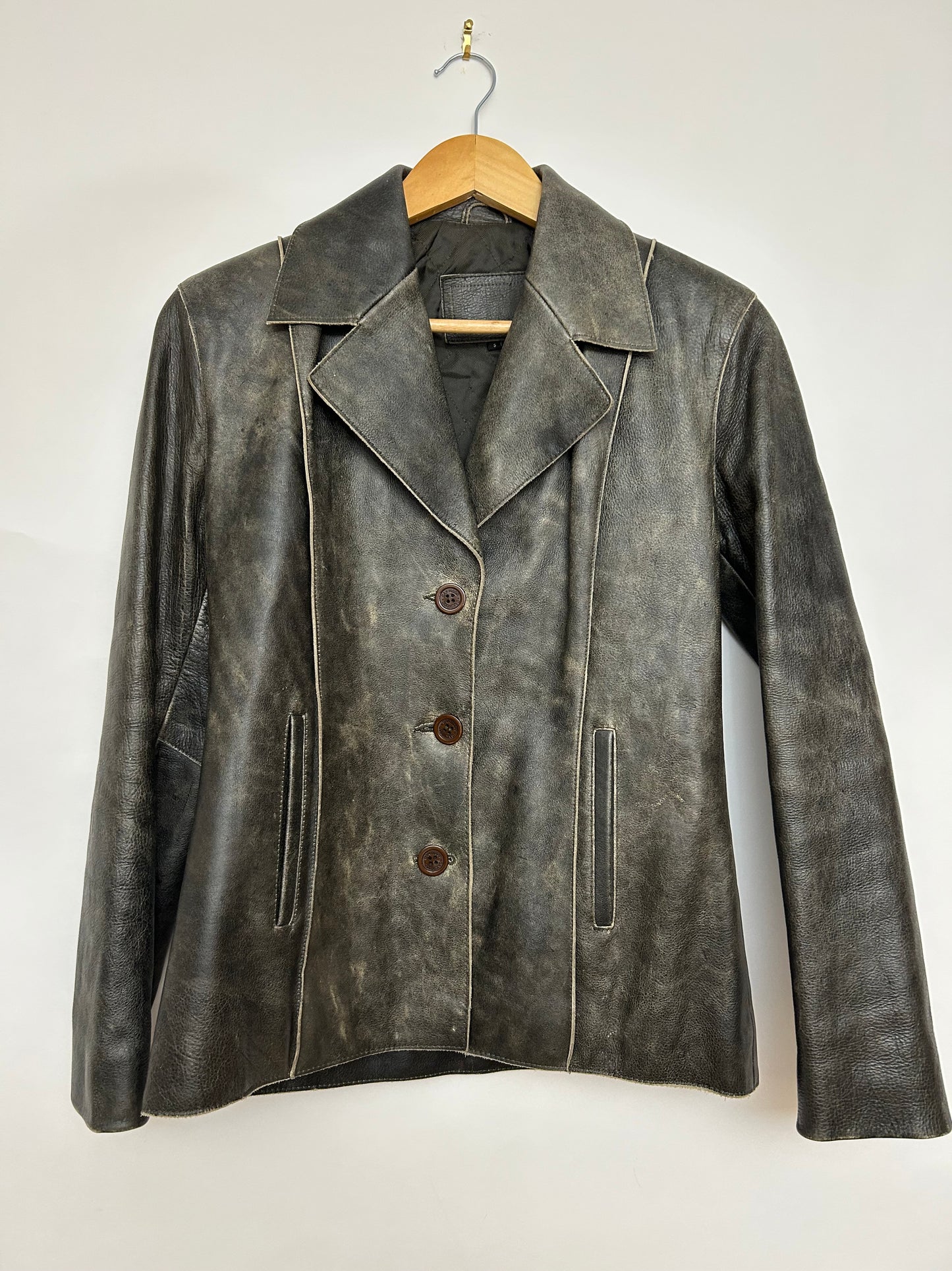 Veste cuir marron patiné