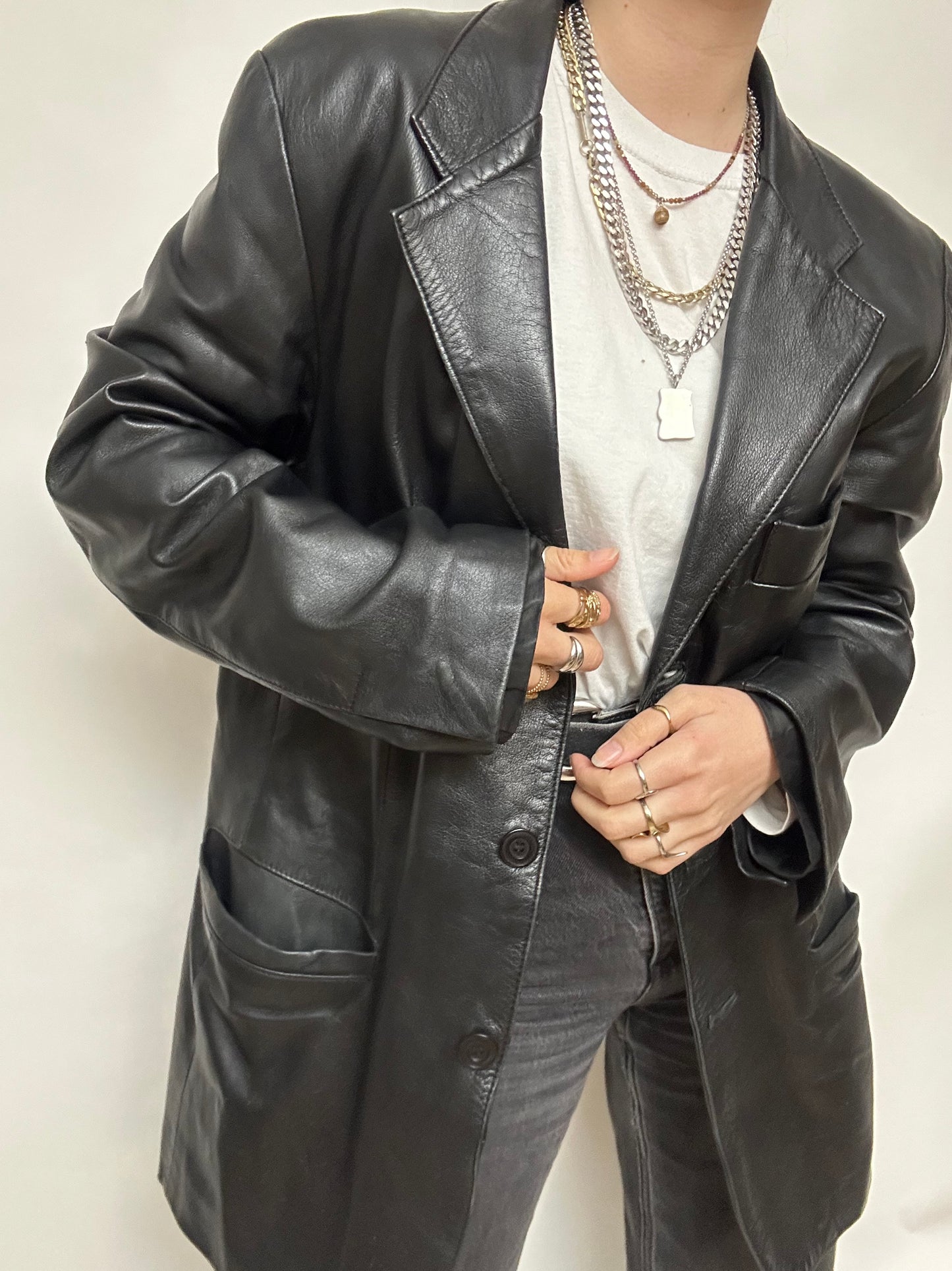 Blazer cuir noir