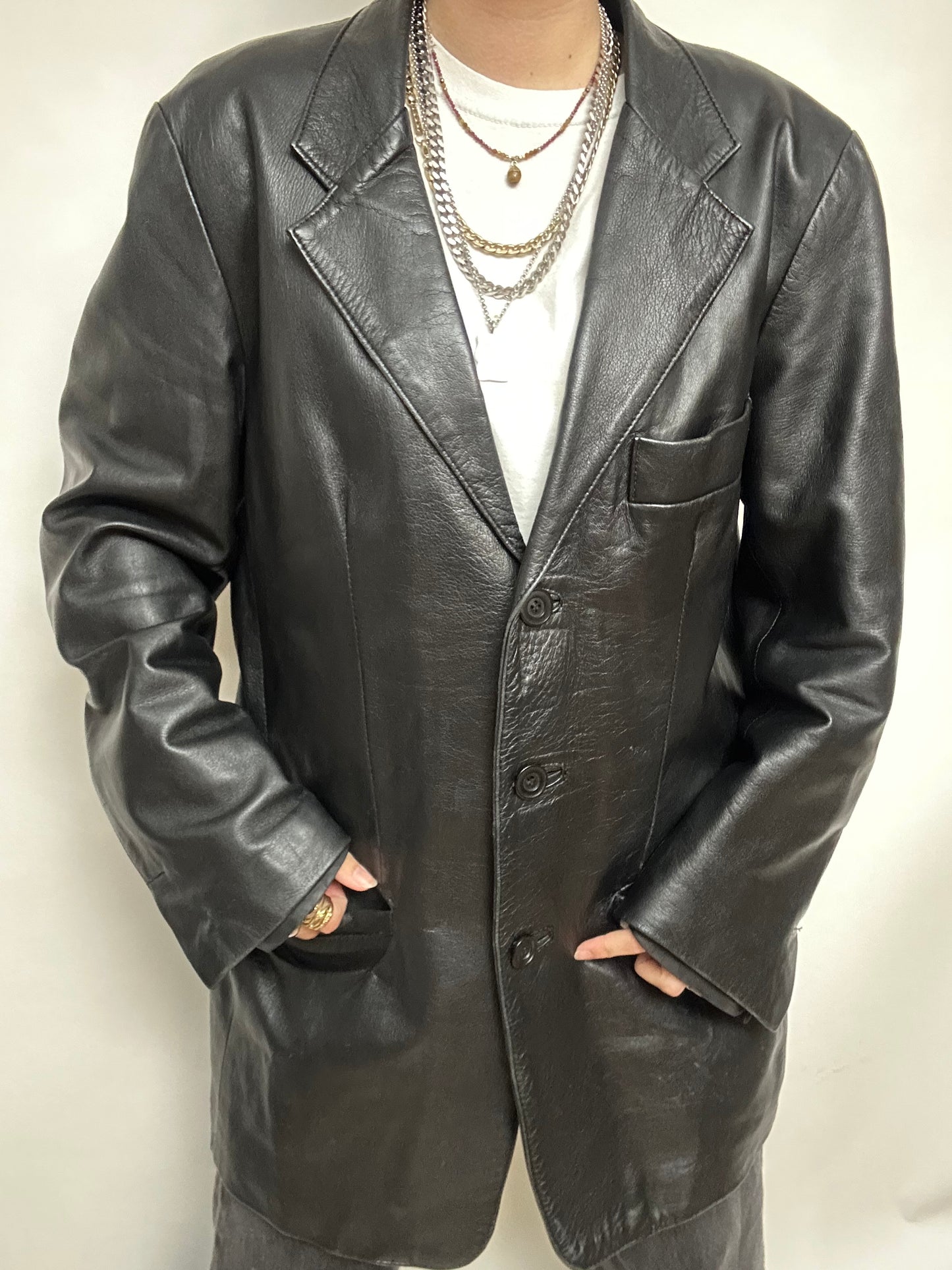 Blazer cuir noir