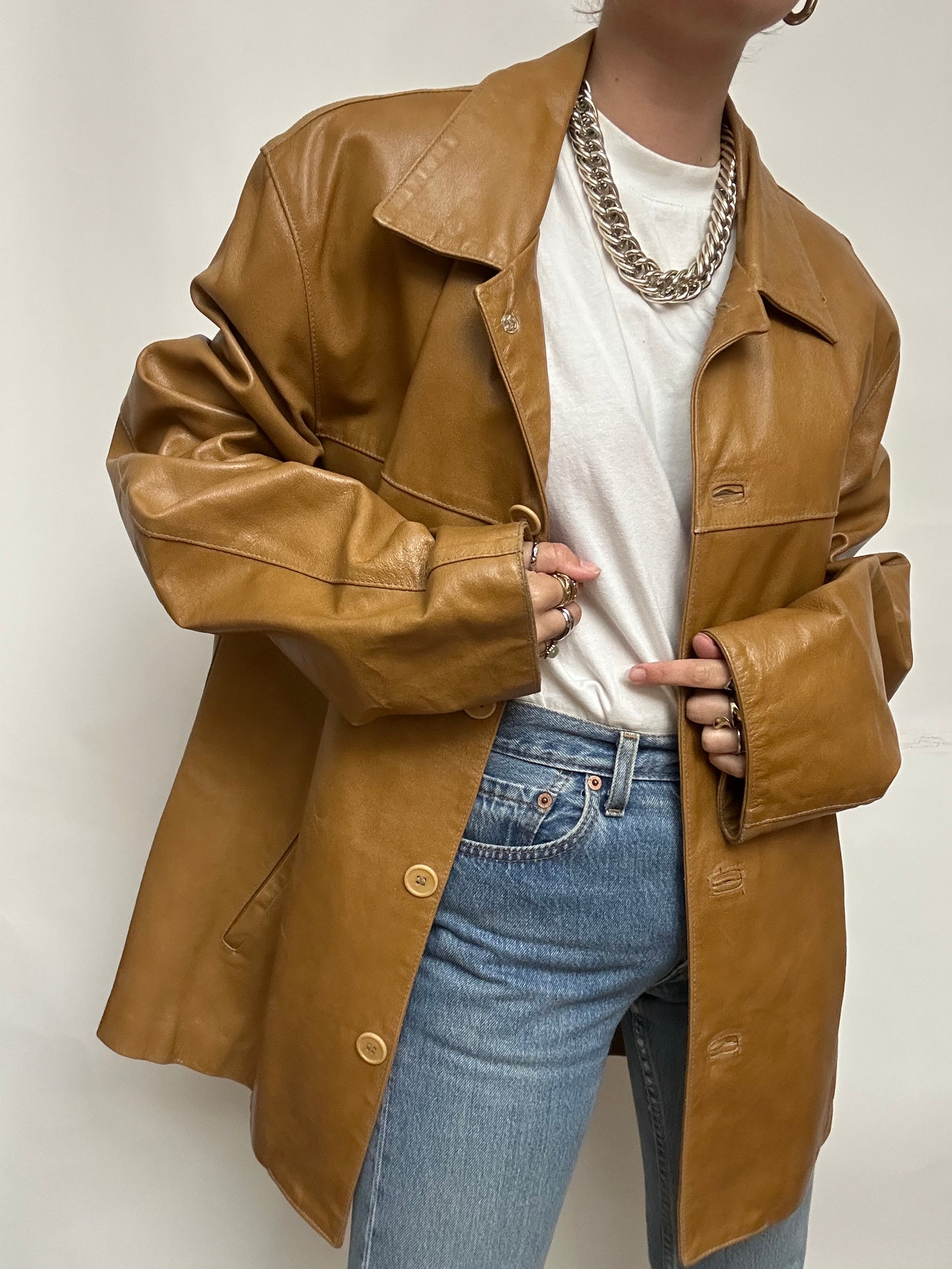 Veste cuir caramel