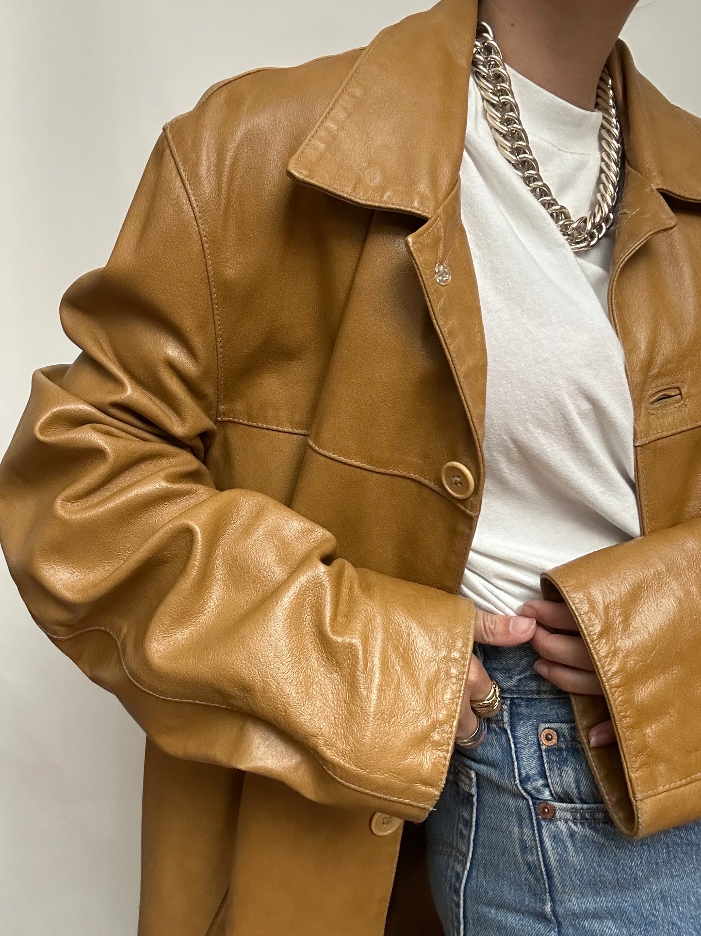 Veste cuir caramel