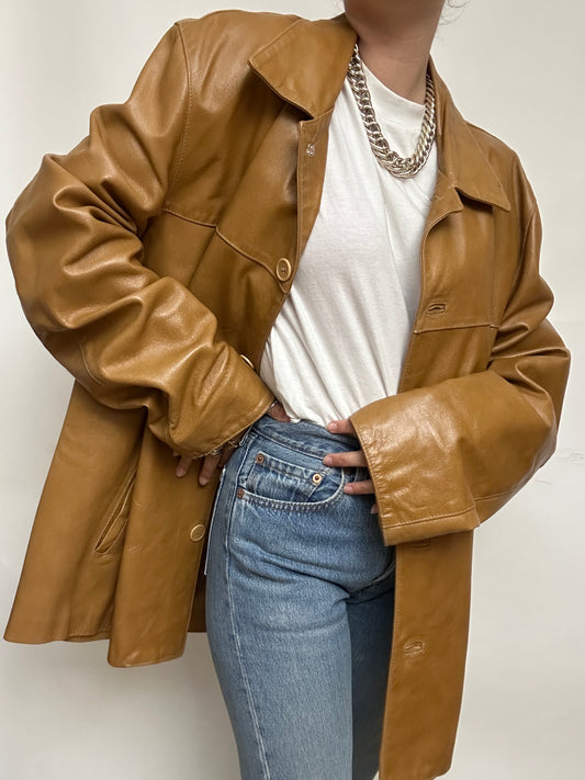 Veste cuir caramel