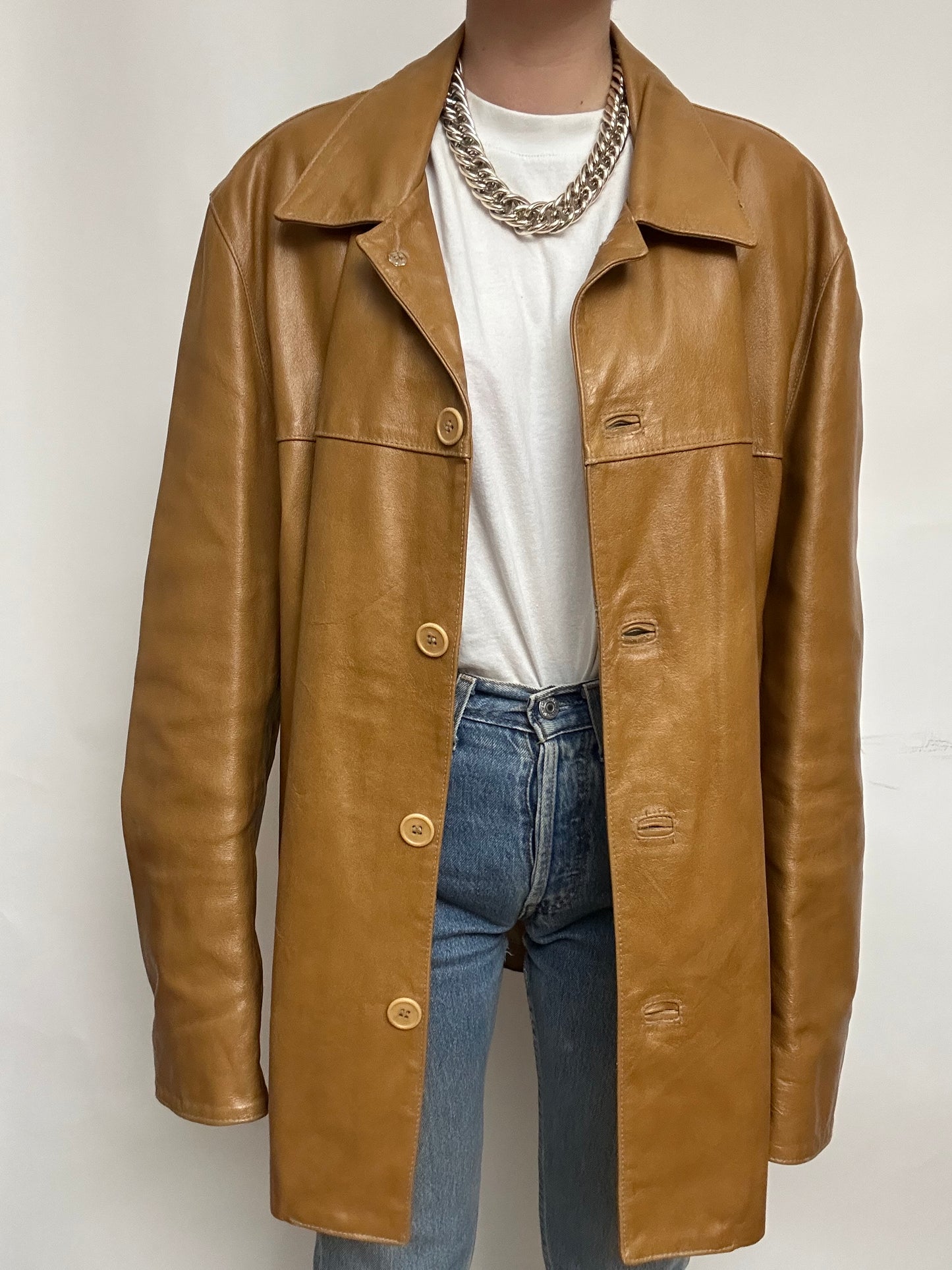 Veste cuir caramel