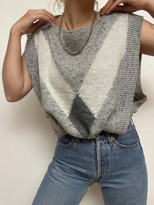 Pull sans manches gris