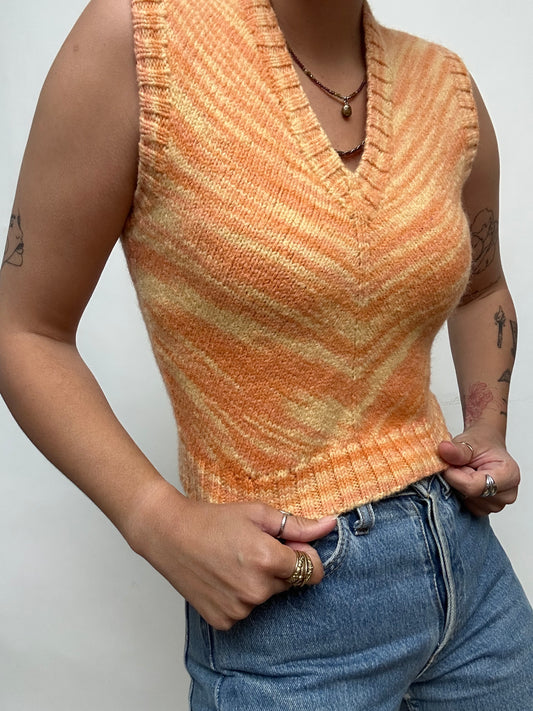 Pull sans manches vintage orange