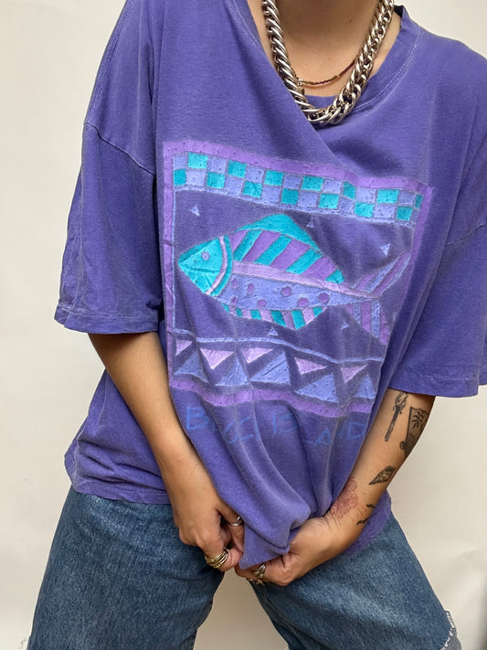 T-shirt vintage violet imprimé made in USA
