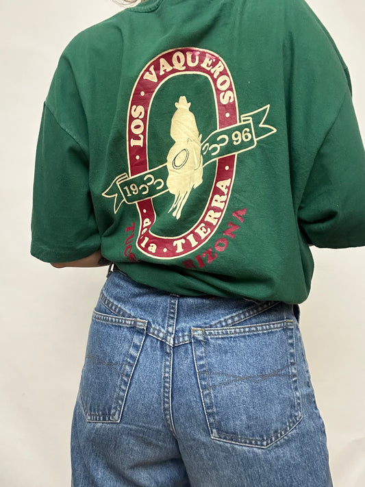 T-shirt vintage vert imprimé made in USA